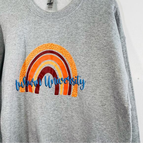 Auburn University Gray Orange Rainbow Crewneck Pullover Sweatshirt Large - Picture 5 of 6